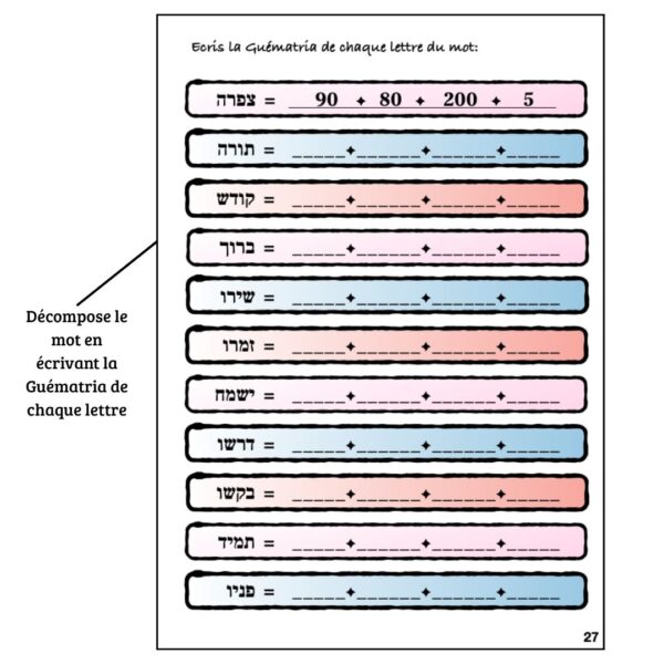 Mixte de couleurs pour mieux distinguer les ressemblances et les différences (5) Cahier D'écriture - Rachi & Guématria